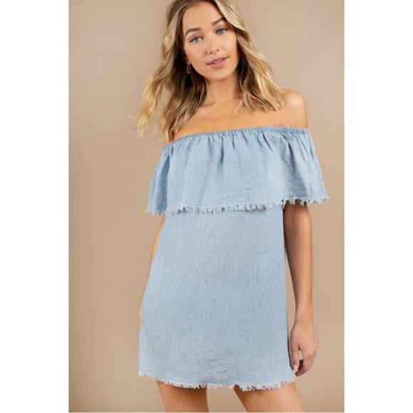 Show Me Your MuMu Dresses & Skirts - Show Me Your Mumu Lilian Off Shoulder Dress In Chambray Size Large